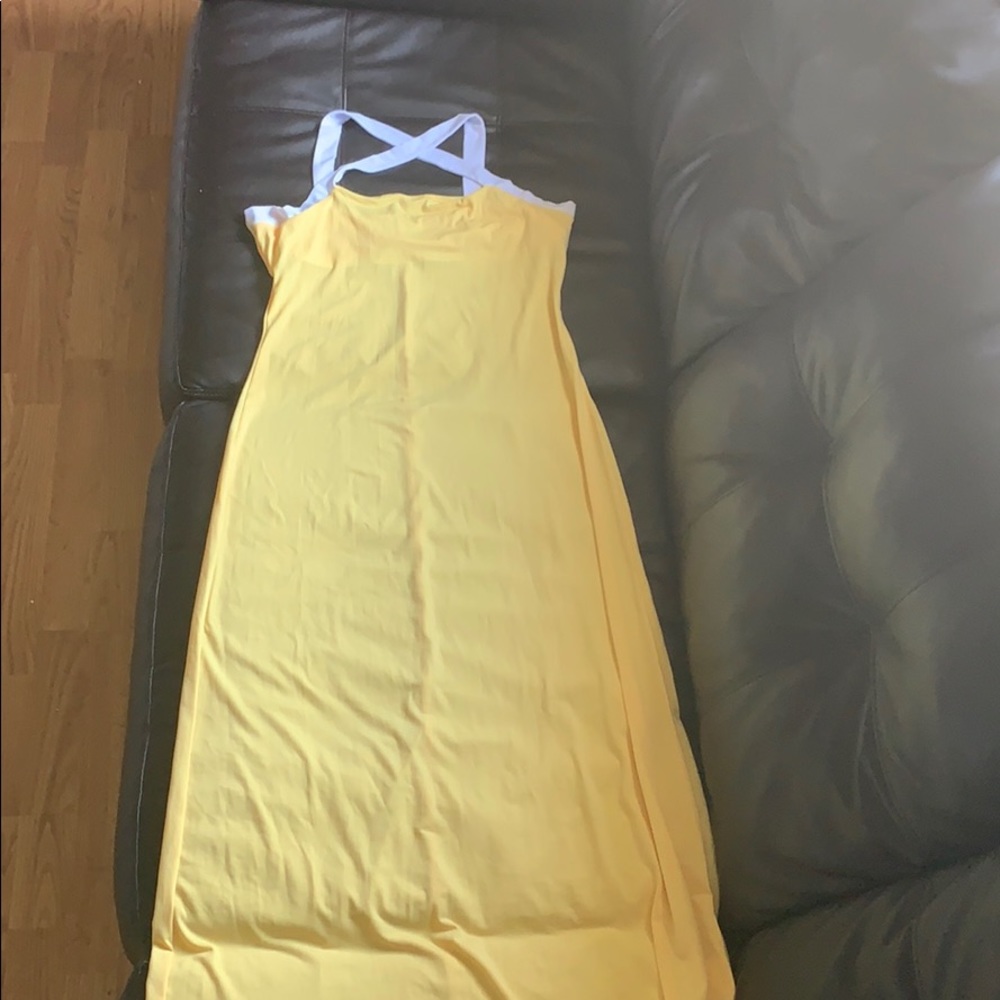 Yellow sun dress crisscross in the front